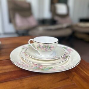 Vintage Pope Glosser Peggy Pink Floral Print China Set
